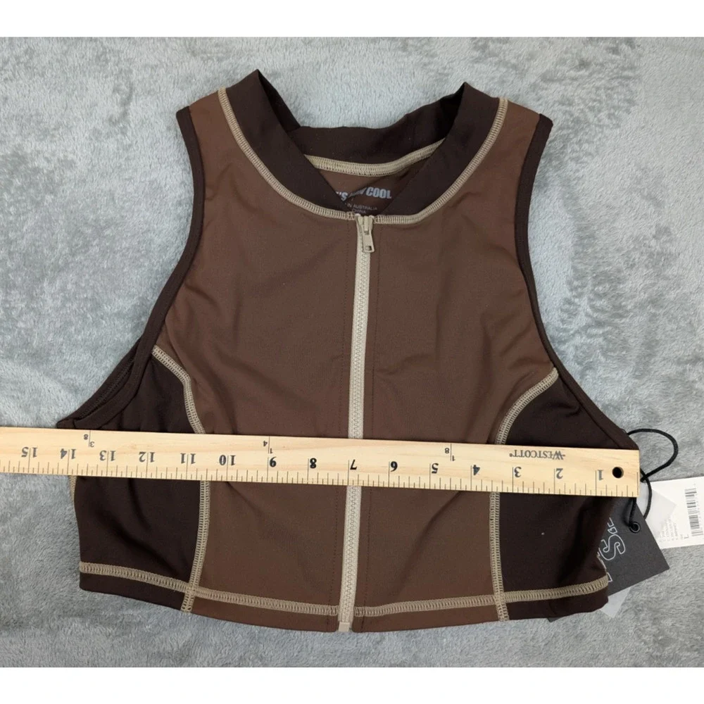 It's Now Cool The Contour Zip Crop Brown Tortoise Size L NWT